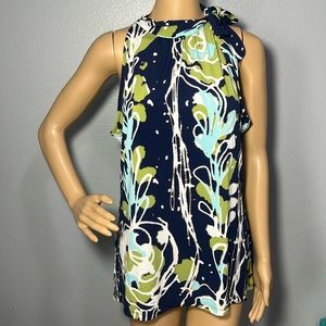 Merona Abstract Floral Tie Neck Halter Top